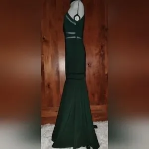 green emerald velvet dress Lilia Sequin Velvet High Slit Column Dress